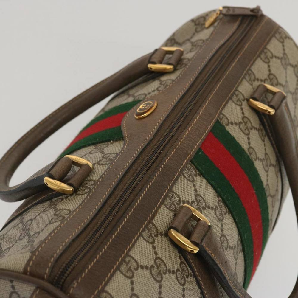 GUCCI GG Supreme Web Sherry Line Boston Bag Beige Red 24 02 007 Auth yk10839 - Picture 6 of 16
